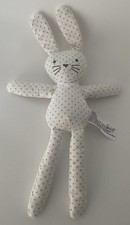 🌟26/33cm Doudou Peluche Lapin Blanc étoiles Gris Bout'chou Monop Monoprix