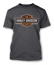 Harley-Davidson Men's Elongated Orange Bar & Shield Charcoal T-Shirt 30291961
