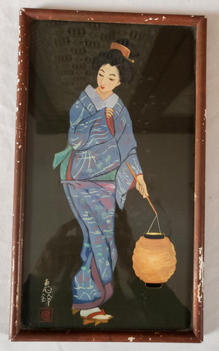 Ancienne peinture sur soie - ancienne,