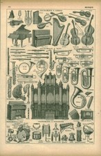 Antique Document Music Stringed Instruments from 1949 Book 