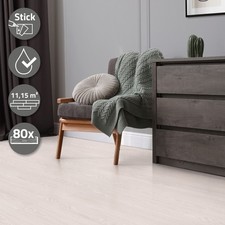 Revêtement de sol PVC lames vinyle adhésif blanc  chêne 11,15 m² 80 planches