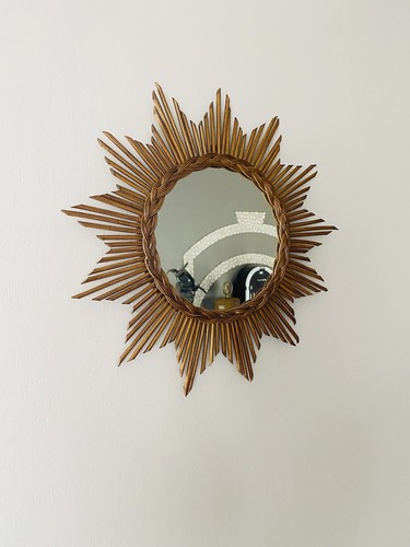 Miroir soleil rotin - miroir, en