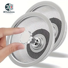 2 Stainless Steel Kitchen Sink Filters with Handle and Anti-lock Cap
