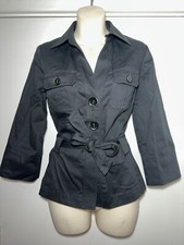 GERARD DAREL Black Safari Style Belted Jacket Size 38  #27968