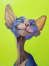 Peinture, caricature animalière huile sur toile, format 30/40 cm année 2025.