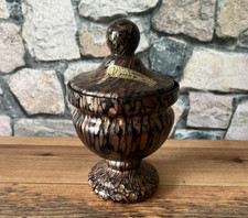Elegant Vintage Murano Opaline Marbled Brown Copper Jar / Candy Jar Decor
