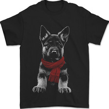 T-Shirt Pour Homme En Coton 100% Avec Un Chiot Berger Allemand Dans Une Écharpe