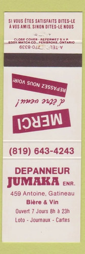 Matchbook cover depanneur - matchbook,