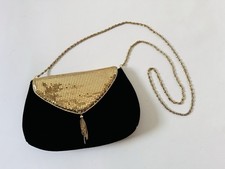 Sac de soirée velours et  côte de maille gold Vintage 1970s/1980s