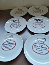 6 assiettes à fromage - Porcelaine d'Auteuil - Service Bistrot - Jacques LOBJOY