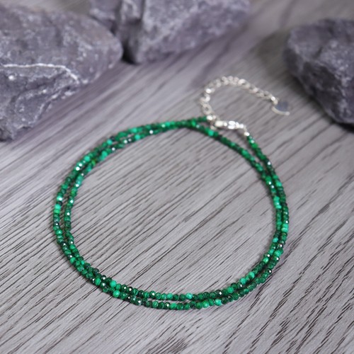 Natural malachite 2mm beaded - malachite,
