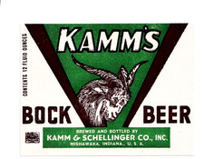 1950 KAMM & SCHELLINGER CO, MISHAWAKA, INDIANA BOCK BEER LABEL