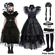Wednesday Addams Girls Dress Up Costume Birthday Halloween Faith Dress