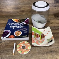 Williams Sonoma Mortier Pilon Glass Fermentation 2 Liter Crock W/ Cook Book