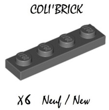 Lego 3710 - 6x Plaque / Plate 1x4 - Gris Foncé / Dark Bluish Gray- NEUF NEW