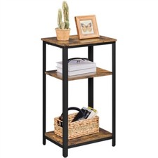 Table d'appoint Idustrielle Bout de canapé Table de Chevet en Bois Vintage Brun