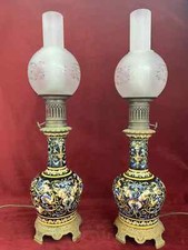 KEROSENE OIL LAMP LIVING ROOM OIL LAMP GIEN RENAISSANCE 19th 19th century
