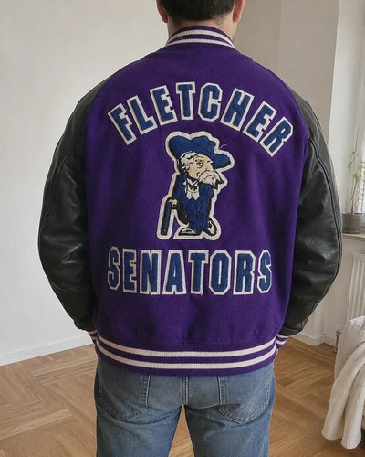 Veste varsity cuir laine