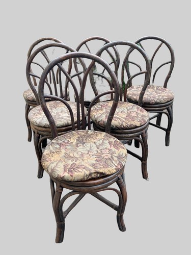 Suite six chaises osier - six,