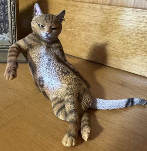 Vtg boss cat reclining - cat, tabby