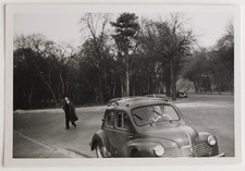 Renault 4CV forest man - vintage photo snapshot c. 1955