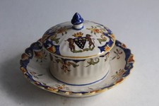 Butter bowl Arms of Mont Saint Michel earthenware of Desvres (43701)