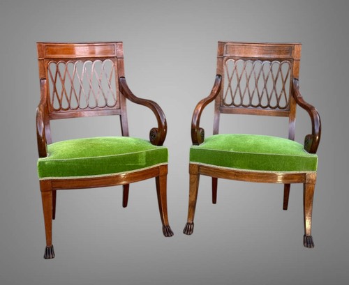 Paire fauteuils acajou - en,