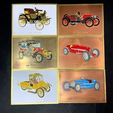 Vintage Classic Cars Trains Art 4" x 6" Stamped Metal Signs See Variations Rare