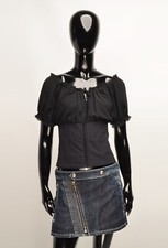 Vintage Whimsygoth Y2K Fairy Black Short Sleeve Corset Blouse Size US2