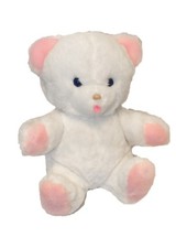 Peluche ours blanc rose Yeux