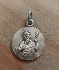 Ancient Religious Medal St Ghislain Patron Pregnant Women And Children