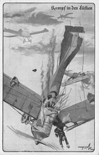 AK Forces Aériennes Allemandes Avion De Combat Dans Les Airs 1Er WK