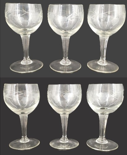 Lot verres pied - pied, décor
