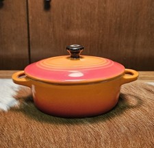 Nouvelle Cuisine Orange/Red Oval Mini Cocotte/Casserole Dish w/Lid & Handles