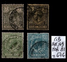 ROYAUME UNI : 4 Timbres du ROI, Oblitérés = Cote 67 € / Lot ETRANGER 148 à 151