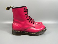 dr doc martens 1460 hot pink patent leather boots women`s size us8 uk6