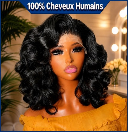 Perruque bob ondulée cheveux - perruque,