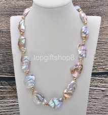 Huge 30mm Lavender Baroque Keshi Reborn Natural Pearl Bead Necklace 20inch