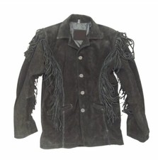 Manteau noir à franges en