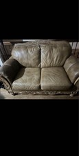 Brown Leather Loveseat with