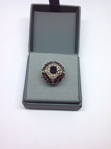 Bague grenats perles fines - et,