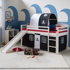 Lit Superposés Mezzanine Enfant Bois 90x200 Tunnel Tobbogan Rideau Homestyle4u