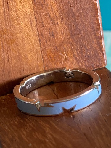 Bague acier anneau bleu - acier,
