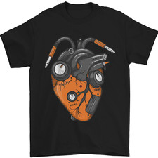 T-Shirt Guitariste Cœur Acoustique Électrique Pour Hommes 100% Coton