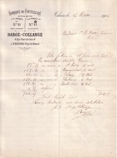 THIERS - LETTER BARGE COLLANGE - CUTLERY FACTORY BRAND NO. 11 - 1906