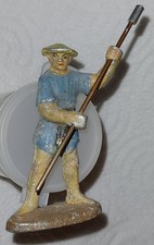 FIGURINE SOLDAT ANCIEN QUIRALU TONKINOIS EN TENUE BLEUE ET CHAPEAU JAUNE 