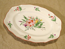 Grand plat ovale faïence Lunéville KG modèle réverbère décor floral