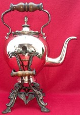 Bouilloire cuivre sur socle bronze Art Nouveau XIXe lustrée superbe