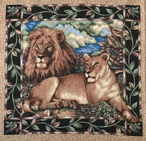 Coupon tissu lion panneau - coupon,