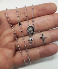 Chapelet en argent 925 médaille miraculeuse en argent sterling des pierres de...